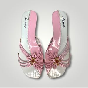 Pink & white floral Wedges